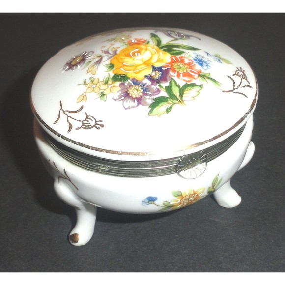 Napcoware Other - Vintage Napcoware Japan 2" Tall Rose Trinket Footed Jewelry Box with Hinged Lid